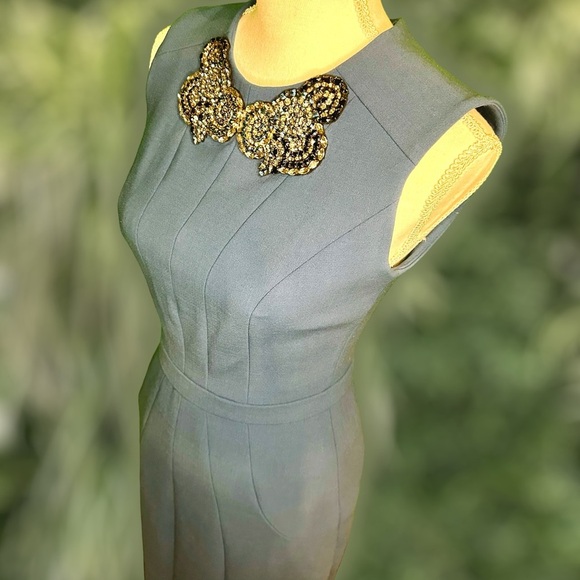 RARE Vintage Jason Wu Pre-Fall 2011 Teal Midi Dress w/ Jeweled Collar Size 4 - Picture 15 of 16